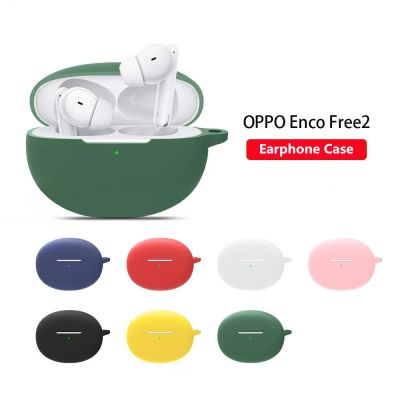 Silicone Earphone Case Cover For Oppo Enco Free 2/2i Soft Wireless Bluetooth Headphone Charging Box Protective Sleeve With Hook Wireless Earbuds Acces