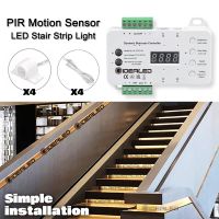 PIR Motion Sensor COB LED Light Strip Stair Dimming Easy Connect Installation For Stairs Step Smart Controller with 4 sensor