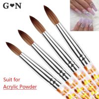 1PC Crystal Acrylic Nail Art Brush Pure Nylon Hair Round Oval Professional Nail Painting Brush With Liquid Glitter Handle