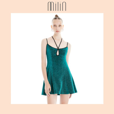 [MILIN] Keyhole cutout detail scoop neckline spaghetti straps mini dress เดรสสั้นสายเดี่ยวคอทรงโค้งมนดีเทลคัทเอาท์กลางอก / Hearty Dress