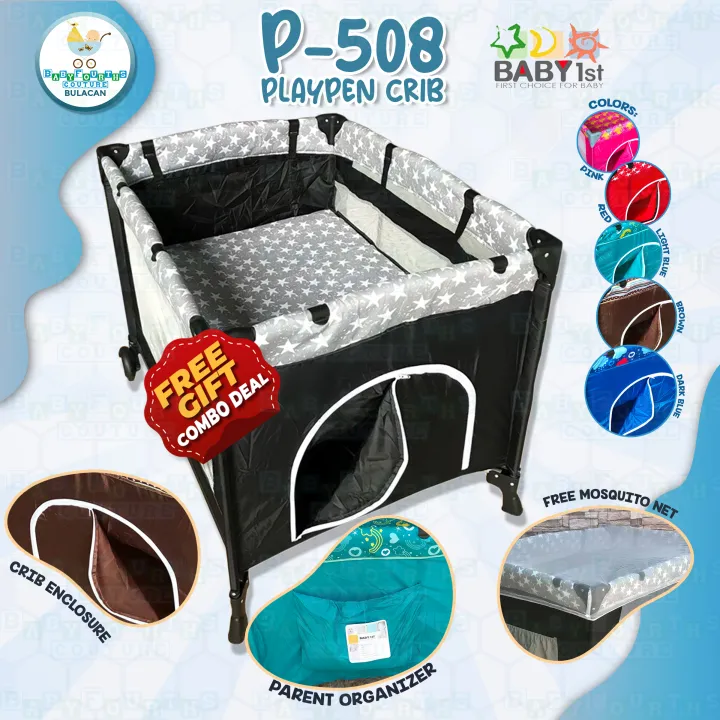 Baby 1st Crib for Baby Play pen Double Decker with Mosquito Net P 508
