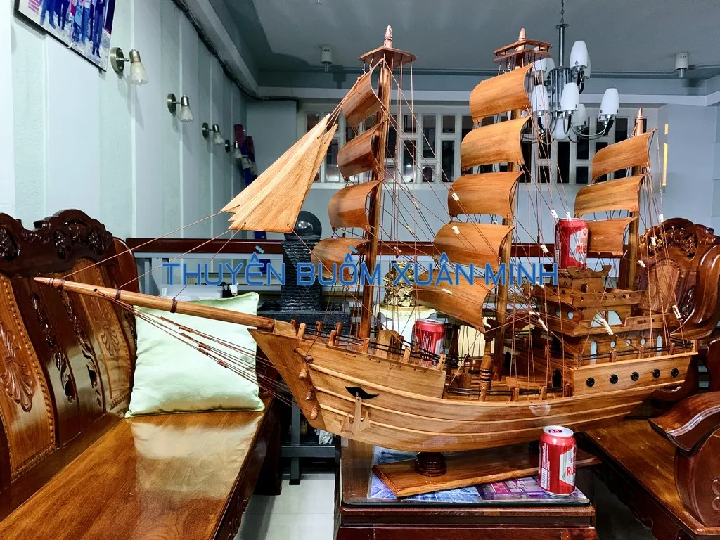 Thuyền gỗ trang trí thuyền buồm phong thủy Napoleon dài 1m  Mô hình trang  trí Thương hiệu OEM  NoiThatRubycom