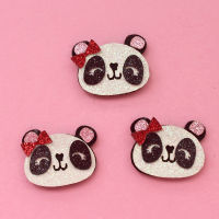 20pcs Glitter Panda With Red Bow Felts for DIY Baby Girl Accessories Kawaii Animal Hair Clips Kids Headwear Patches