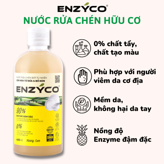 Nước rửa chén sinh học enzyco 90% enzyme lên men từ dứa và bồ hòn - ảnh sản phẩm 1
