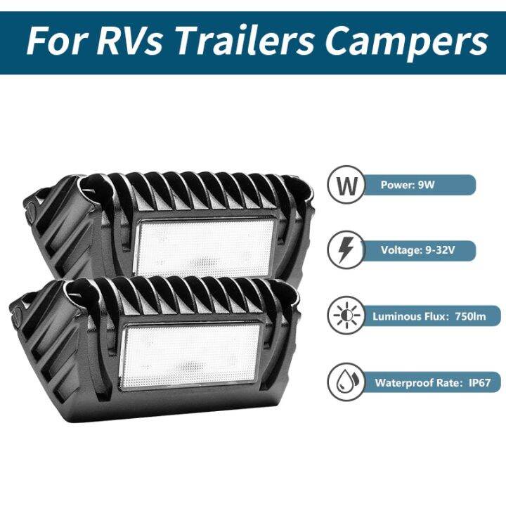 MICTUNING 2Pcs RV Exterior LED Porch Utility Light 12V 750 Lumen Awning Lights Replacement