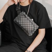 ◇☃ஐ Mens Plaid Chest Bag Street Shoulder Bag Pocket Bag Tide Brand Fashion Mens Bag Versatile Messenger Bag Mens New Womens Bag