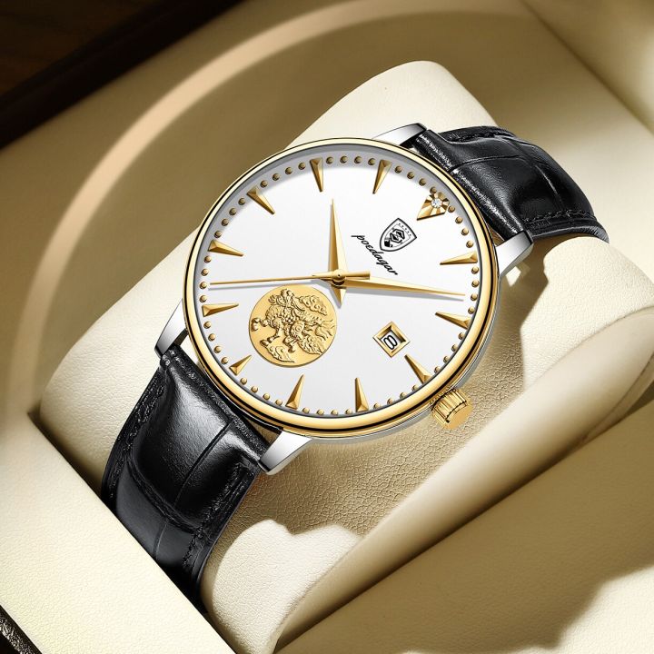 poedagar-นาฬิกานาฬิกาผู้ชายแบบกลไกผู้ชายอัตโนมัตินาฬิกากันน้ำหนังนาฬิกาแฟชั่นแบรนด์หรู