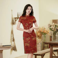 2023ฤดูร้อนใหม่ Cheongsam บางแฟชั่นย้อนยุคที่จัดเลี้ยงประสิทธิภาพเครื่องแต่งกายสไตล์จีนเย็น Qipao ชุดสำหรับผู้หญิงขายส่ง