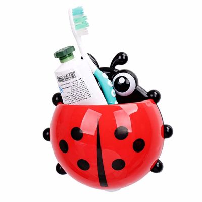 Ladybug toothbrush holder Toiletries Toothpaste Holder Bathroom Sets Suction Hooks Tooth Brush container ladybird on sale