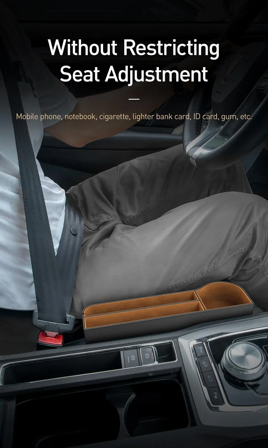 Hộp đựng đồ đựng cốc ghế ô tô bằng da BASEUS - Nâu/Đen tối ưu không gian xe