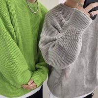 Sweater Male O-Neck Solid Color Casual Mens Clothing Japan Style Streetwear Loose Hip-hop Pullover Sweater Autumn and Winter