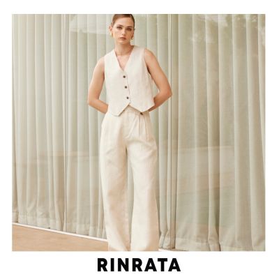 RINRATA - Jasper Pants กางเกงขายาว ผ้าลินินแท้ กางเกงลินิน ทรงตรง ทรงปล่อย ตกแต่ง ดีเทล กระเป็าเล็ก กางเกงทำงานกางเกงไปทะเล