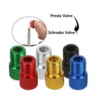 อะลูมิเนียมอัลลอยจักรยานวาล์วอะแดปเตอร์เปลี่ยน Presta เป็น Schrader Valve ปั๊มจักรยานหัวฉีดลมเครื่องมือหลอดจักรยาน4ชิ้น