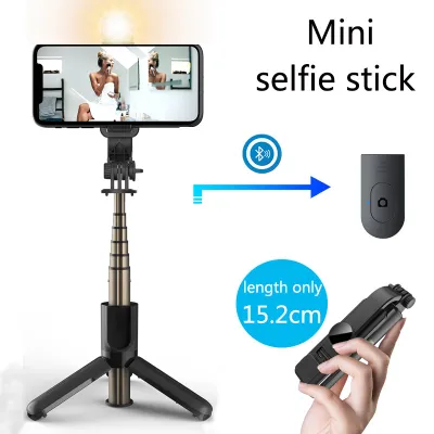 Missgoal Wireless Bluetooth-compati Selfie Stick Stable Tripod Mini Foldable Stand escopic With Fill Light For 13