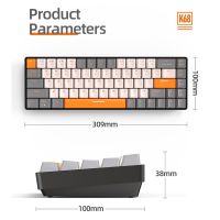 ‘；【= K68 2.4G/BT5.0 Wireless Gaming Mechanical Keyboard 68 Keys Hotswap Mini Gaming Mechanical Keyboard PBT Keycaps 65% Keyboards