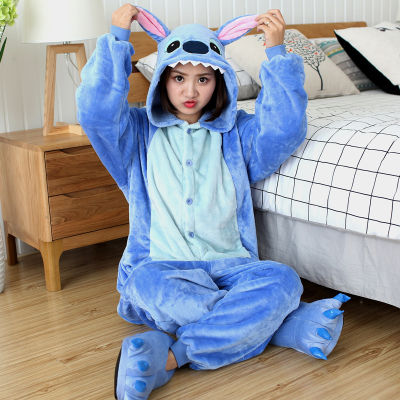 Women Men Flannel Stitch Onesies Kids Cute Totoro Panda Animal Cartoon Pajamas Best Gift Cosplay Costumes Jumpsuit Unisex Pyjama