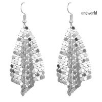 OW Fashion Women Sequins Mesh Dangle Drop Hook Earrings Club Evening Party Jewelry