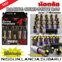 น๊อตล้อ น๊อตล้อเหล็ก น๊อตล้อเกลียว น๊อตล้อรถยนต์ RACING COMPOSITE R40 1.25 สีไทเทเนียม 20ตัว พร้อมบล็อคถอดน๊อตล้อเบอร์ 17 (กันขโมยได้จริงๆ)