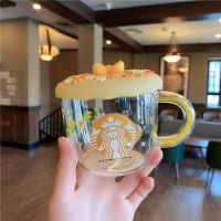 Starbuck Cup Gold Osmanthus Over The Sky Glass Cup Coffee Cup Cute Milk Cup Water Cup With Osmanthus Cup Lid