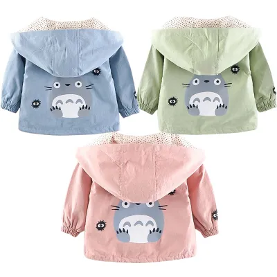 Spring Autumn Baby Boys Girls Windbreaker Coats Cute Cartoon Totoro Kids Jacket Hooded Children Outwear Newborn Clothes 0-5 Year