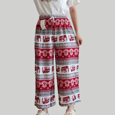 ส่งไว กางเกงลายช้าง The elephant pants เป็นขายาวทรงขาบานแฟชั่น รุ่น 986 # ผ้าสปันผ้าบางใส่สบาย