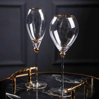 【CW】☢✶❖  2 Kinds of Goblet Tracing Gold Wine Glass Burgundy Set Distinguished Luxury Drinkware