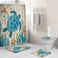 【CW】☄  Bathing Shower Curtain Entrance Doormat Bathtub 4Pcs Set Toilet Cover Rugs Non-Slip Floor