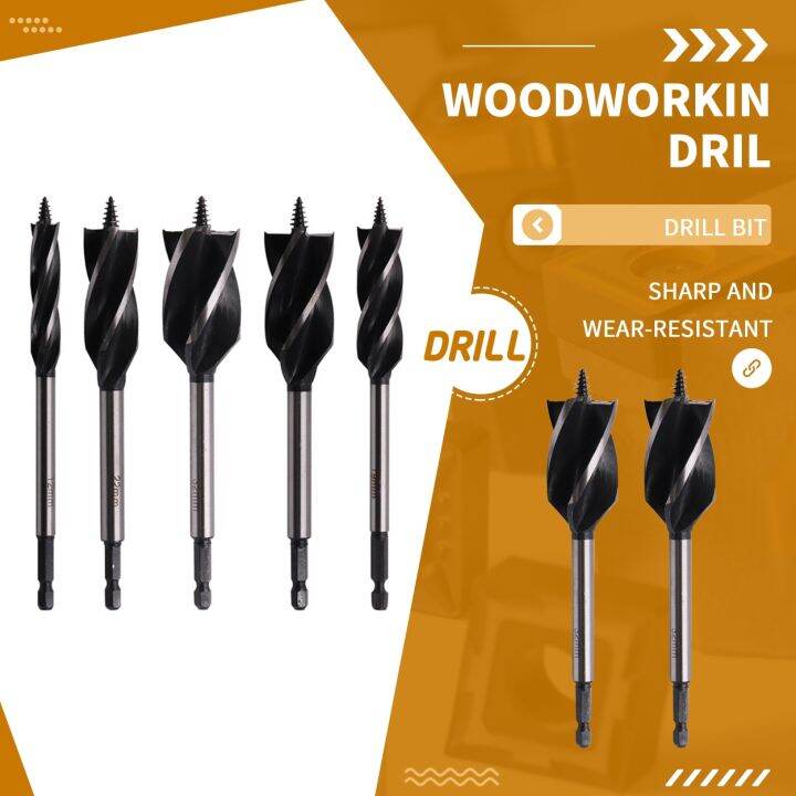 Carbide Woodworking Twist Drill Bit Set Long Woodworking Drill Bit Set