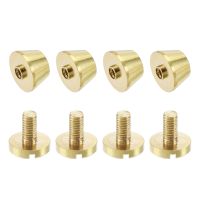 Uxcell 4Pcs 12x8mm Flat Studs Rivet Purse Handbag Feet Nails Solid Brass Leather Craft DIY