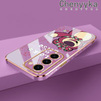 Chenyyka เคสปลอกสำหรับ Samsung Galaxy S23 S23บวกลายการ์ตูนรูปหมีสตรอเบอร์รี่ดีไซน์ใหม่ด้านข้างเคสซิลิโคนฝาปิดเลนส์เต็มปกป้องกล่องกันกระแทกกล้องถ่ายรูป