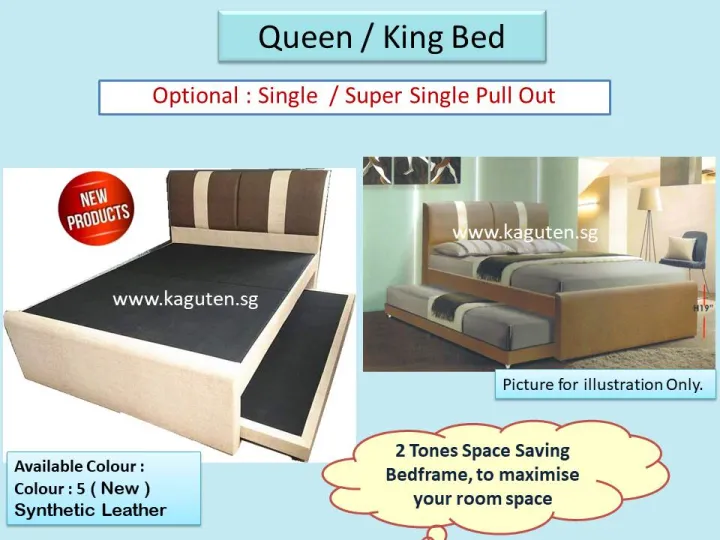 Queen King Bed With Pull Out, Super Single Bed Frame Dimensions