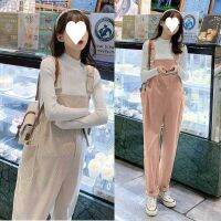 ℡ Corduroy suspenders for pregnant women autumn and winter belly support trousers suspenders new style outerwear loose trousers suit two-piece set