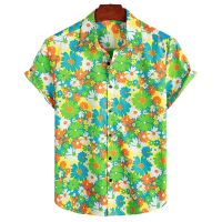 【CW】Hawaiian Men S Shirt Floral Printed Harajuku Short Sleeve Casual Loose Streetwear Summer Beach Shirts For Malefemale Clothing