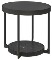 FRÖTORP Side table, anthracite marble effect/black glass, 48 cm (เฟรือทอร์ป โต๊ะข้าง, 48 ซม.)