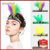 GORGEOUS X วินเทจ ที่คาดผมขนนก หมวกมนุษย์ป่า อุปกรณ์เสริมชุด Flapper headband เยี่ยมมากๆ งานเต้นรำ ที่คาดผมเลื่อม คาร์นิวัล