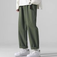 COD SDFGERTERT Korean Cargo Straight Cut Loose All-match Plain Cotton Casual Long Pants Men Seluar Slack Lelaki