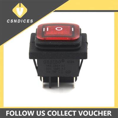 Csndices 6Pin 3ตำแหน่งกันน้ำ DC 12V สีแดงรถเรือสวิตช์สลัก LED โยก