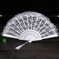 Women 39;s lace hand fan black and white fabric foldable victorian spanish style for wedding party dance decoration gift