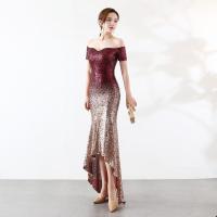 Short Sleeve Off the Shoulder Evening Gown Sequin Party Wedding Dress