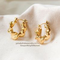 STAINLESS GOLD HOOPS TINARI 2 ต่างหู ตุ้มหู ต่างหูห่วง ตุ้มหูห่วง ต่างหูสแตนเลส ทอง ออกงาน