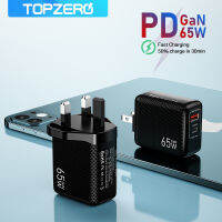 TOPZERO 65W พอร์ตแบบคู่ชาร์จเร็ว4.0 3.0 PD 3.0 UBS-C Type C ชาร์จเร็วสำหรับ Huawei Samsung โทรศัพท์ OPPO iPhone 14 Pro Max แล็ปท็อปแท็บเล็ตโทรศัพท์มือถือ