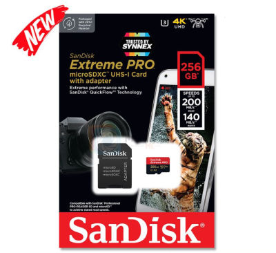 SanDisk Extreme Pro microSDXC, SQXCD 256GB, V30, U3, C10, A2, UHS-I, 200MB/s R, 140MB/s W,