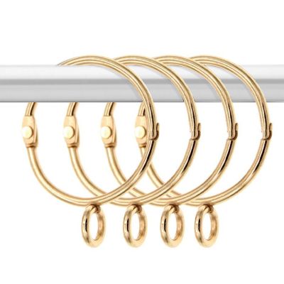 20 Pcs Openable Gold Curtain Rings Open and Close Metal Rustproof Drapery with Eyelet for Hook Pins (1.5 Inch)