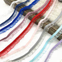 5 หลา 16 มม.Organza Frilly Lace Trim Elastic Spandex Band Tulle เทป Tutu ชุด DIY เย็บหัตถกรรมเสื้อผ้าอุปกรณ์เสริม-dfgsrertersd
