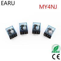 รีเลย์แม่เหล็กไฟฟ้าขนาดเล็ก My4nj 1ชิ้นขดลวด14pin 5a 4Dpdt Dc12v 24โวลต์ Ac110v 220โวลต์สวิตช์รีเลย์ไฟ Led บอกสถานะสีเขียว