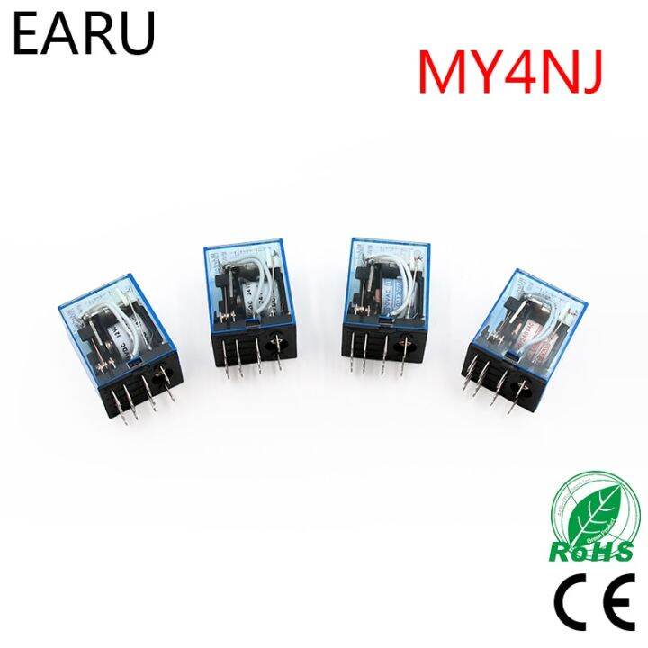 รีเลย์แม่เหล็กไฟฟ้าขนาดเล็ก-my4nj-1ชิ้นขดลวด14pin-5a-4dpdt-dc12v-24โวลต์-ac110v-220โวลต์สวิตช์รีเลย์ไฟ-led-บอกสถานะสีเขียว