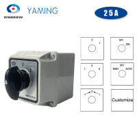 ใหม่ Yaming ไฟฟ้า LW26-251M Changeover 3ตำแหน่ง Rotary Cam Gear Switch 25A 1เสากันน้ำ Enclosure YMW26 LW28