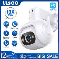 LLSEE 4MP wifi 10X ซูมกล้องวงจรปิดไร้สายกล้องกลางแจ้ง 360 องศาการติดตามอัตโนมัติสี Night Vision สองทางเสียงกลางแจ้งกันน้ำ