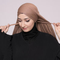 Ironless พรีเมี่ยมย์ Tudung ข้ามผูกหมวกทันทีฮิญาบสำหรับผู้หญิงมุสลิม1.75X0.75M