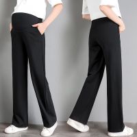 ✟ Pregnant womens pants spring and summer straight suit pants tall small wide-leg pants summer thin large size pants